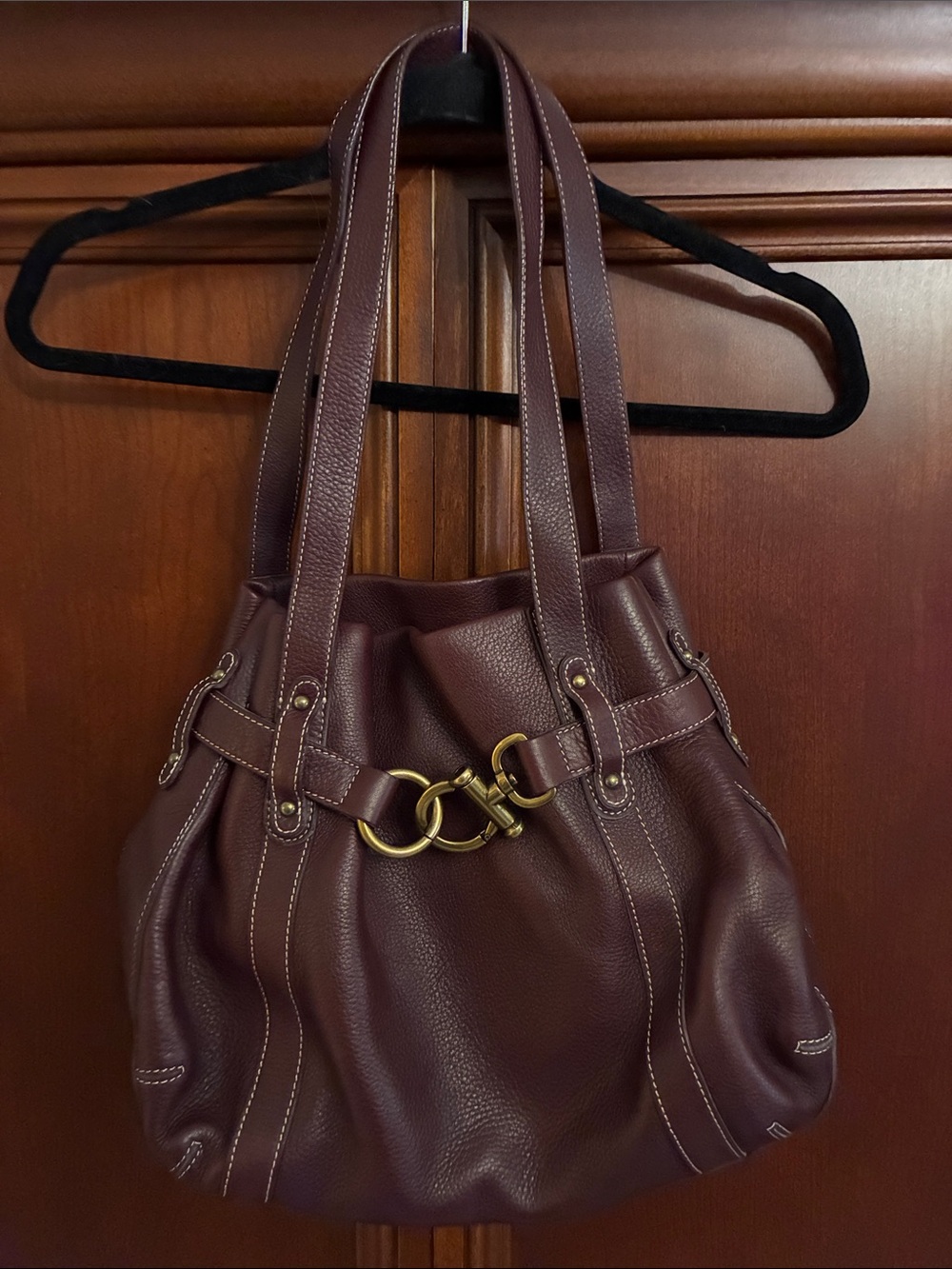 Talbots Women's Leather Shoulder Bag in Deep Burgundy